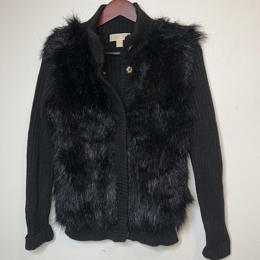 Michael Kors Black Faux Fur Sweater